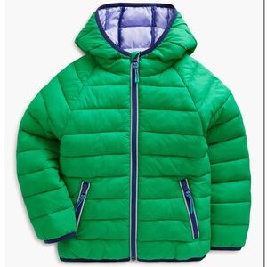 Mini Boden Solid Quilted Zip-Up Hooded Jacket 7YRS